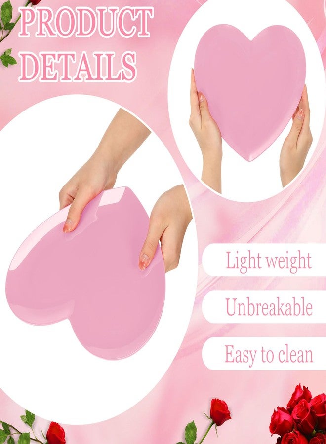 FillTouch مجموعة أطباق ميلامين على شكل قلب من فيل تاتش، 4 قطع، مقاس 9.5 بوصة، أطباق عشاء، أواني طعام على شكل قلب، مناسبة لعيد الحب، وأعياد الميلاد، وحفلات توديع العزوبية، وحفلات استقبال المولود (لون وردي) - Image 3